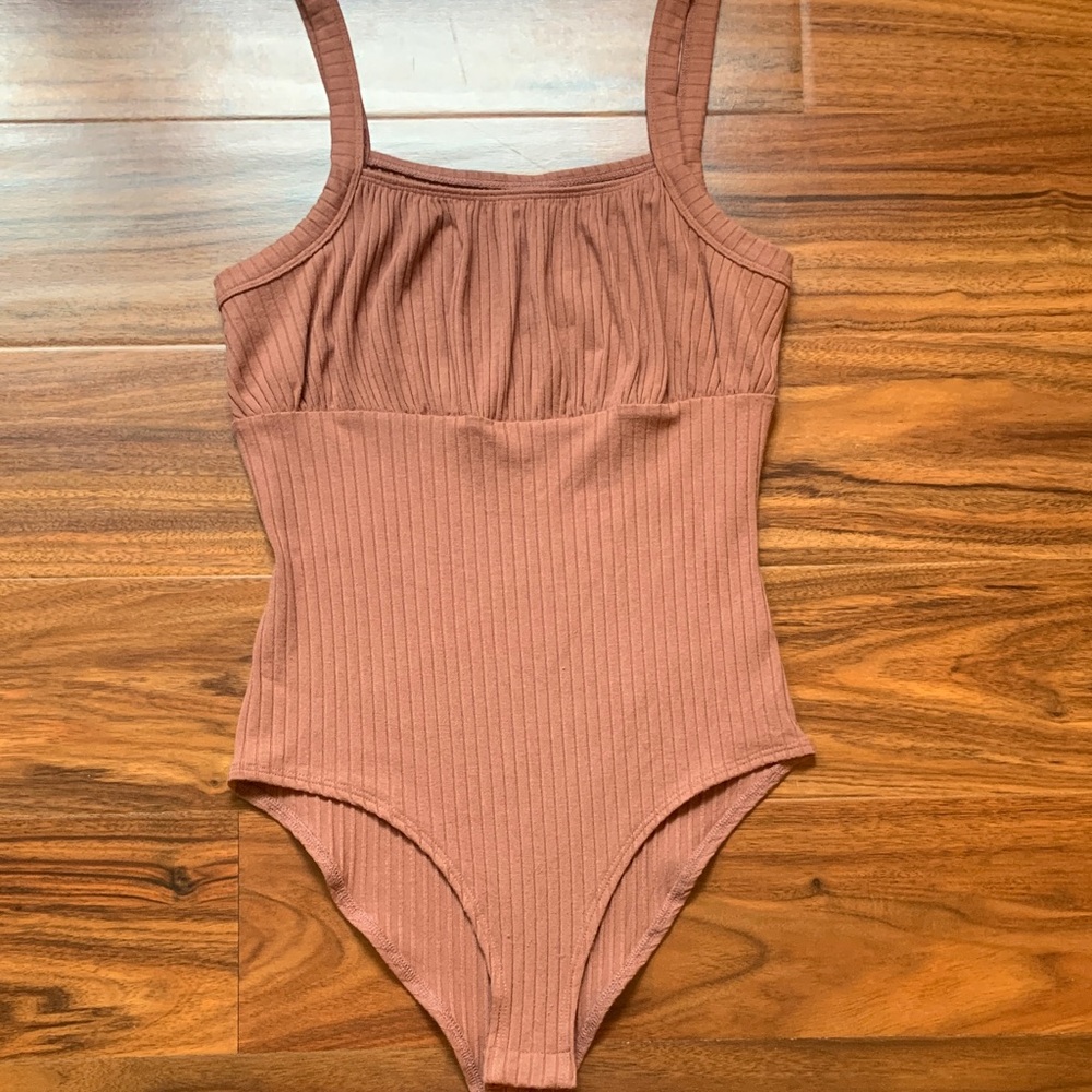 Wild Fable Ribbed Mauve Bodysuit